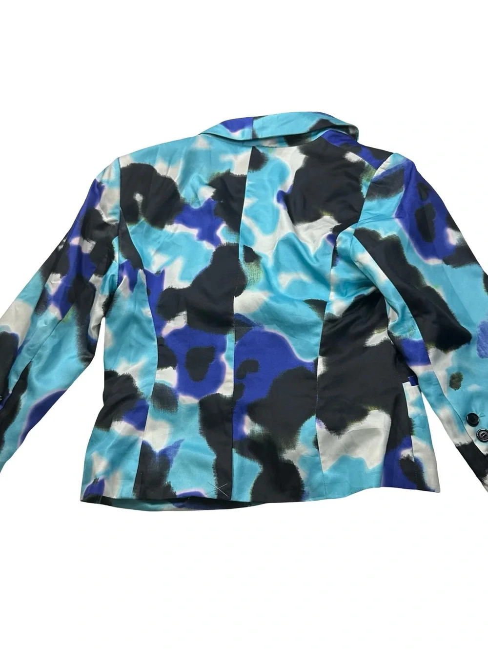 The Limited Blazer Women Blue Black Abstract Watercolor Spray Paint Jacket Sz XS